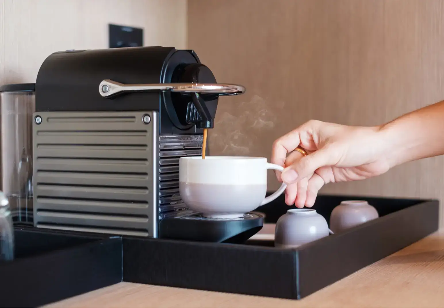 Hotel room coffee maker